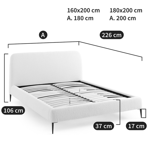 Кровать с обивкой букле Wanda Boucle Bed Кровать с обивкой букле Wanda Boucle Bed в Липецке