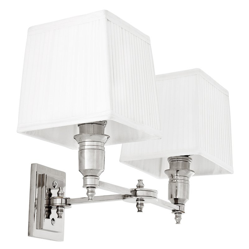 Бра Wall Lamp Lexington Double Nickel+White Никель Белый Бра Wall Lamp Lexington Double Nickel+White Никель Белый в Липецке | Loft Concept