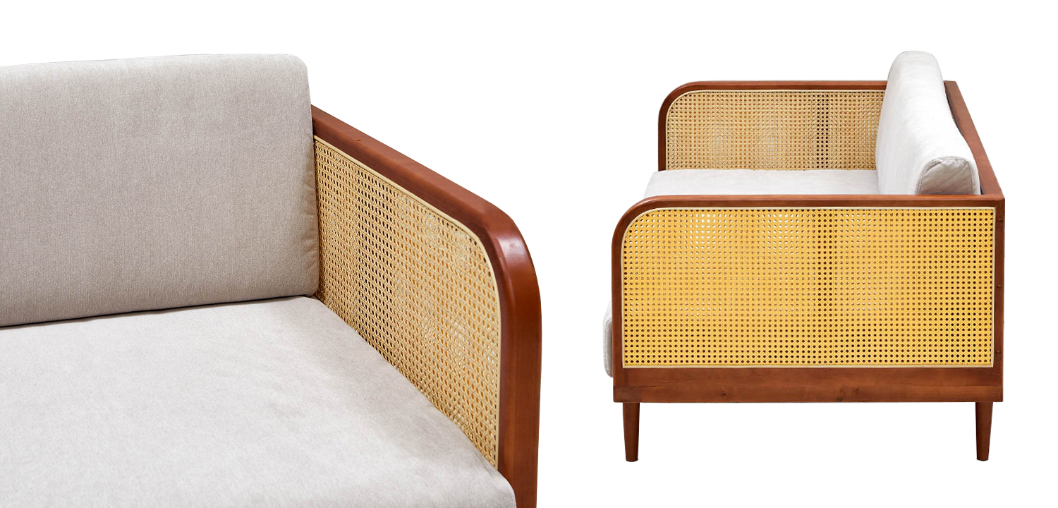 Диван с отделкой из ротанга Nava Rattan Decor Sofa - фото