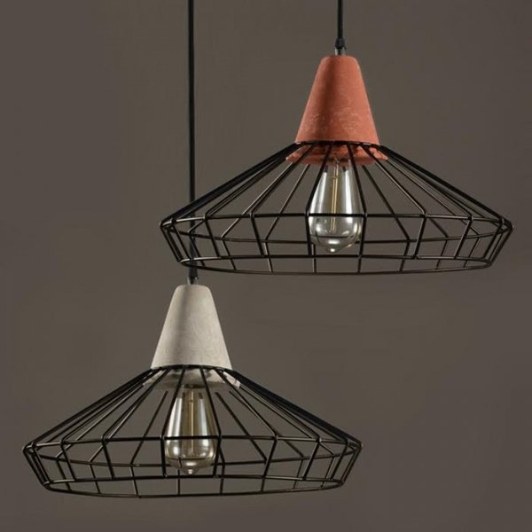 Подвесной светильник Cement Droplight Pendant Light pyramid Серый Красный Черный Подвесной светильник Cement Droplight Pendant Light pyramid Серый Красный Черный в Липецке | Loft Concept