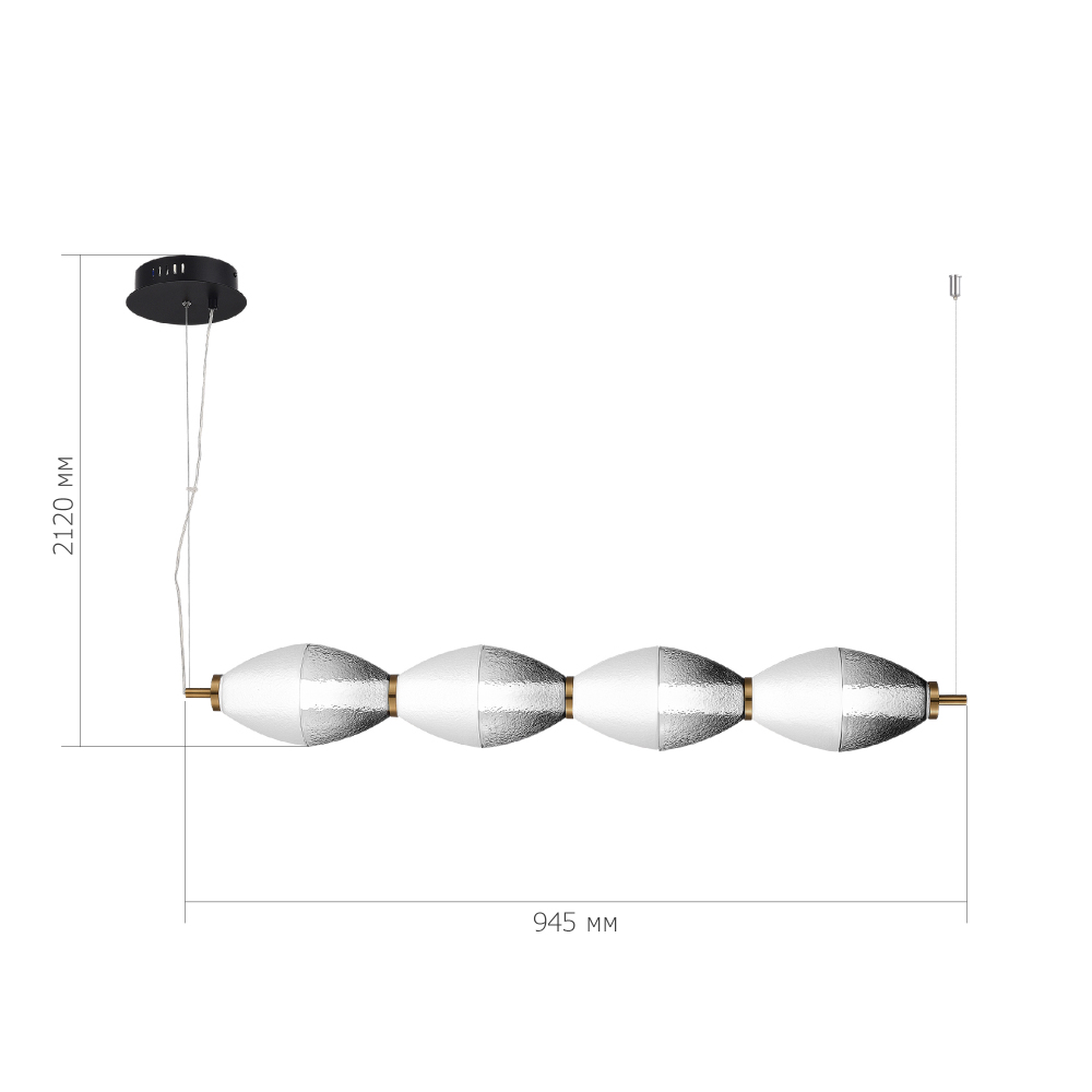 Подвесной светильник линейный в сочетании двух разных фактур стекла Enchanting в Липецке