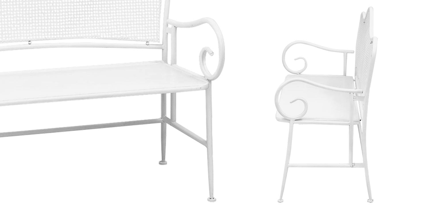 Скамья белая в стиле прованс Miah Bench White - фото