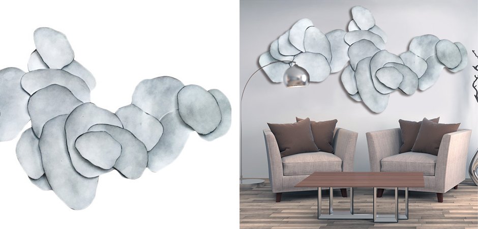 Арт-объект на стену Silver Blue Flakes Арт-объект на стену Silver Blue Flakes - Loft-Concept в Липецке