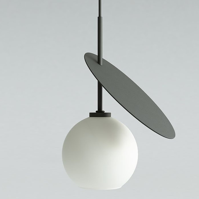 Подвесной светильник Cherry Pendant One Black Белое матовое стекло Черный Подвесной светильник Cherry Pendant One Black Белое матовое стекло Черный в Липецке | Loft Concept