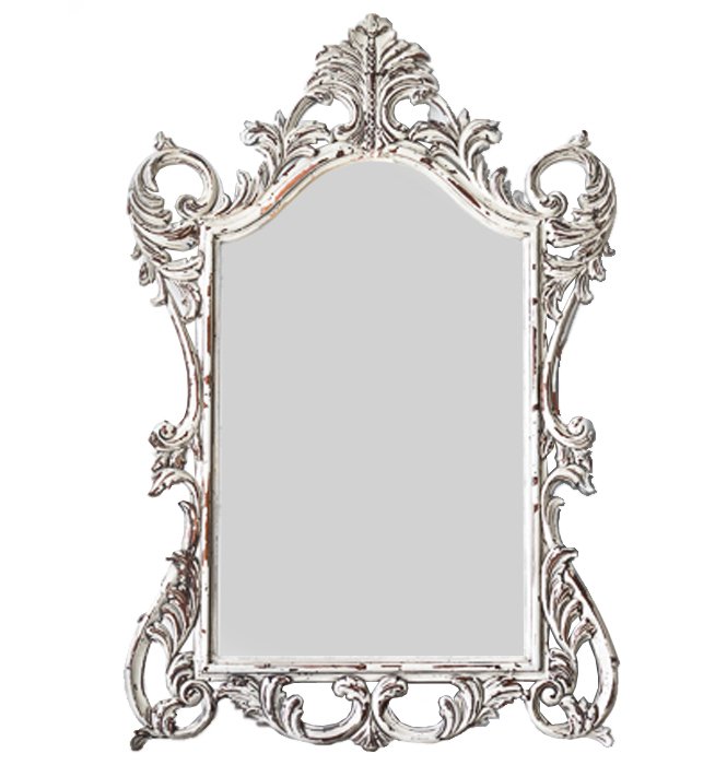 Зеркало Baroque ornament mirror Белый винтажная патина Зеркало Baroque ornament mirror Белый винтажная патина в Липецке | Loft Concept