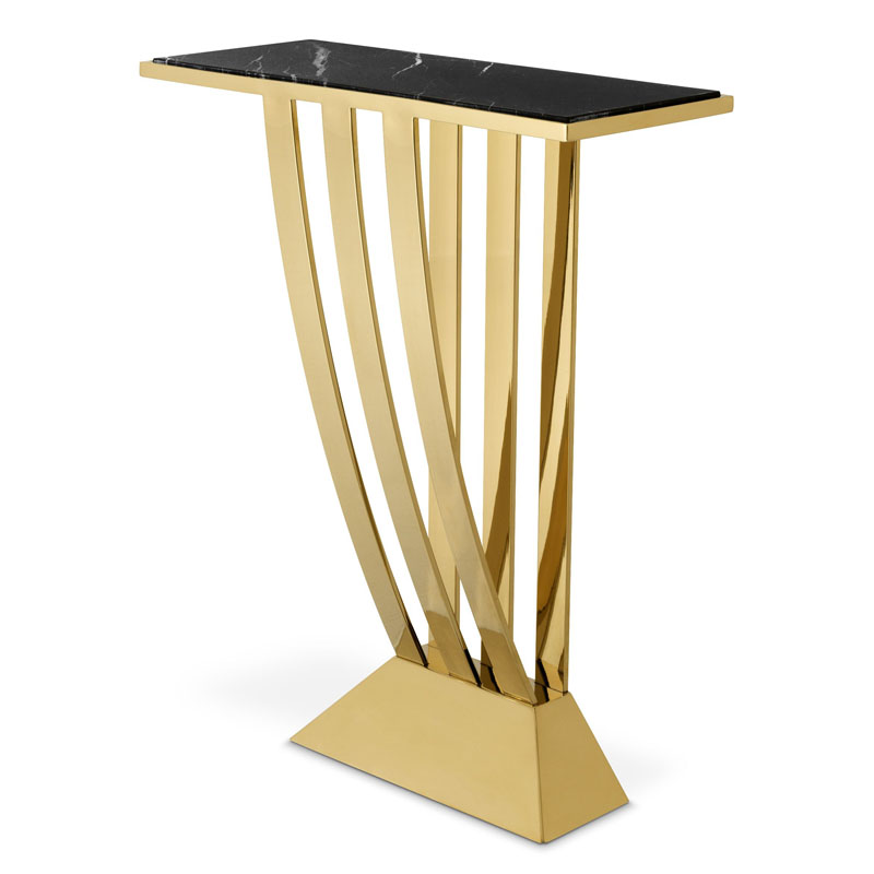 Приставной стол Eichholtz CONSOLE TABLE BEAU DECO Черный Мрамор Nero Глянцевое золото Приставной стол Eichholtz CONSOLE TABLE BEAU DECO Черный Мрамор Nero Глянцевое золото в Липецке | Loft Concept