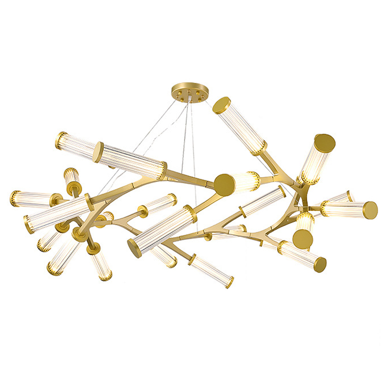 Люстра Cylinder Branches Chandelier Ring Gold Золотой Прозрачный Люстра Cylinder Branches Chandelier Ring Gold Золотой Прозрачный в Липецке | Loft Concept