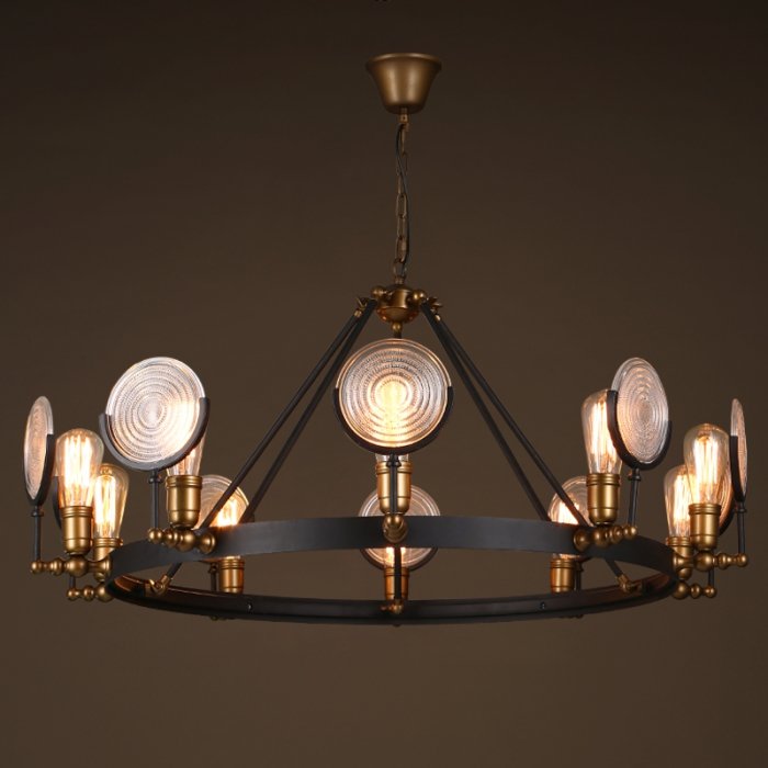 Люстра GASLIGHT LENS Chandelier 10 Черный Люстра GASLIGHT LENS Chandelier 10 Черный в Липецке | Loft Concept