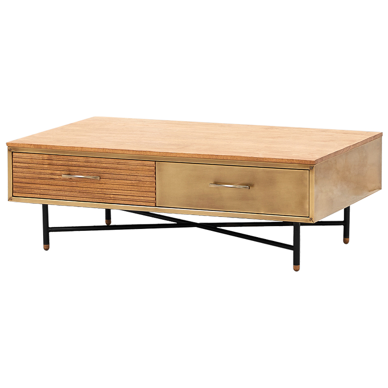 Кофейный стол Massy Coffee Table Древесина Латунь Черный Кофейный стол Massy Coffee Table Древесина Латунь Черный в Липецке | Loft Concept