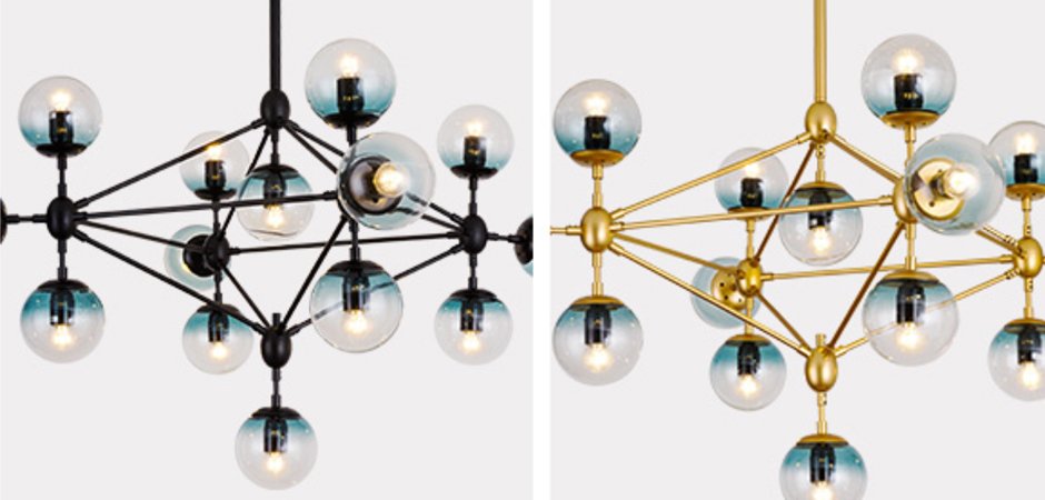 Люстра Modo Chandelier Globes Blue Ambre Gold Люстра Modo Chandelier Globes Blue Ambre Gold - Loft-Concept в Липецке