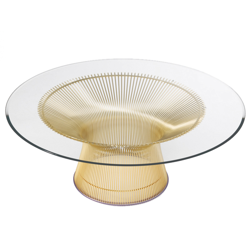 Стол Platner Coffee Gold Глянцевое золото Прозрачное Стекло Стол Platner Coffee Gold Глянцевое золото Прозрачное Стекло в Липецке | Loft Concept