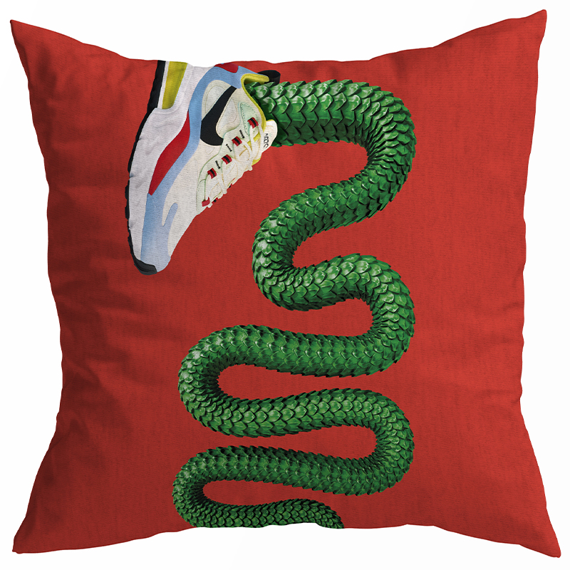Декоративная подушка Seletti Cushion Sneaker Snake Красный Зеленый Декоративная подушка Seletti Cushion Sneaker Snake Красный Зеленый в Липецке | Loft Concept