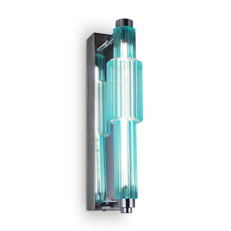 Бра с вертикальным узким плафоном Fuse Crystal Blue Хром Синий Бра с вертикальным узким плафоном Fuse Crystal Blue Хром Синий в Липецке | Loft Concept