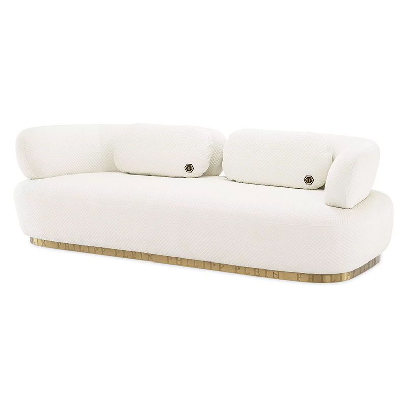 Диван Philipp Plein Sofa Signature Белый Белый Золотой Диван Philipp Plein Sofa Signature Белый Белый Золотой в Липецке | Loft Concept