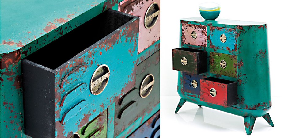 Комод металлический с цветными ящиками Retro Futurismo chest VI Комод металлический с цветными ящиками Retro Futurismo chest VI - Loft-Concept в Липецке
