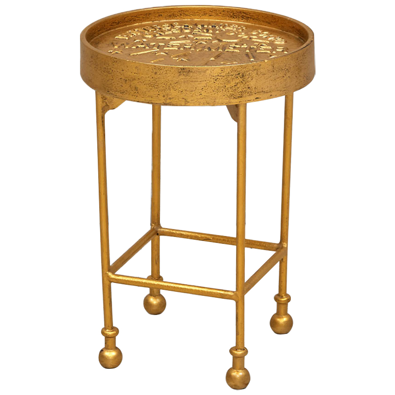 Приставной круглый столик Alain Gold Side Table Золотой Приставной круглый столик Alain Gold Side Table Золотой в Липецке | Loft Concept