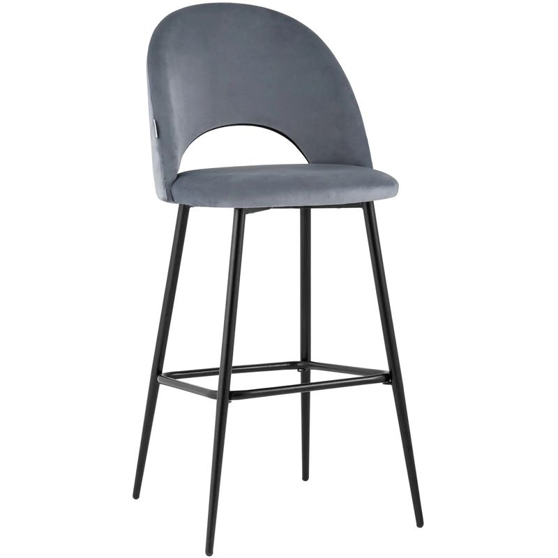 Барный Стул CLIFF Chair Серый Велюр Серый Черный Барный Стул CLIFF Chair Серый Велюр Серый Черный в Липецке | Loft Concept