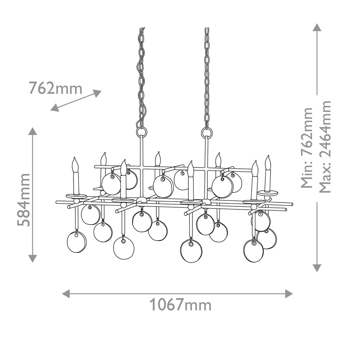 Люстра подвесная с 8-ю лампами и стеклянными круглыми подвесками Currey & Company в Липецке