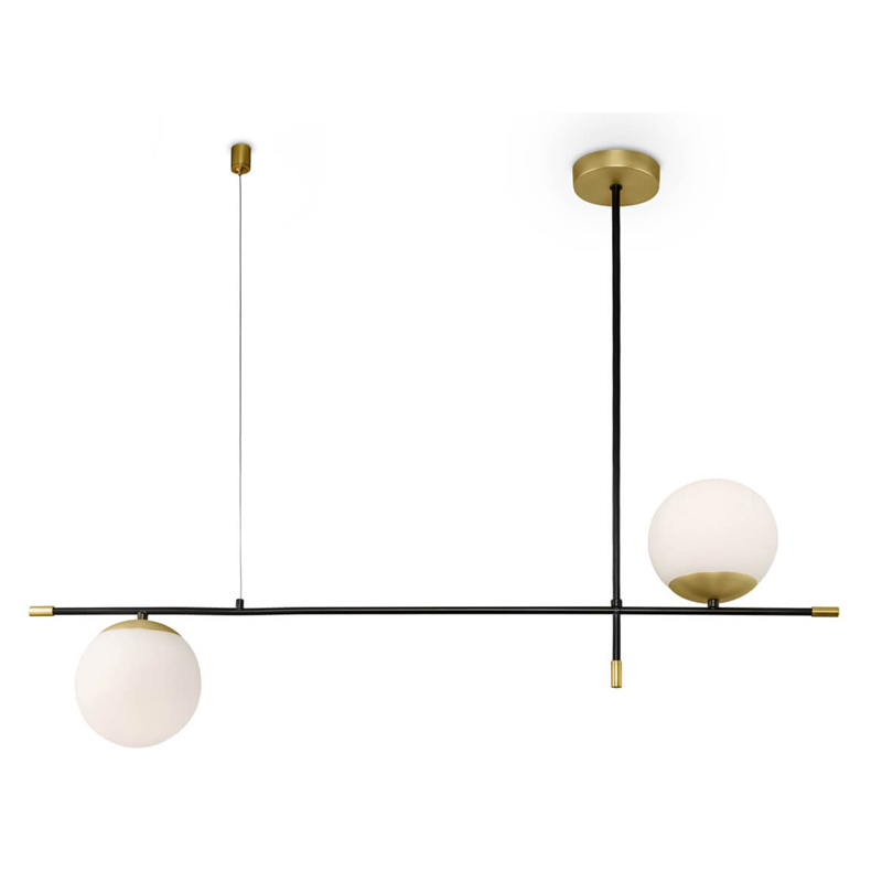 Светильник Spike Two Balls Hanging Lamp Белый Золотой Черный Светильник Spike Two Balls Hanging Lamp Белый Золотой Черный в Липецке | Loft Concept