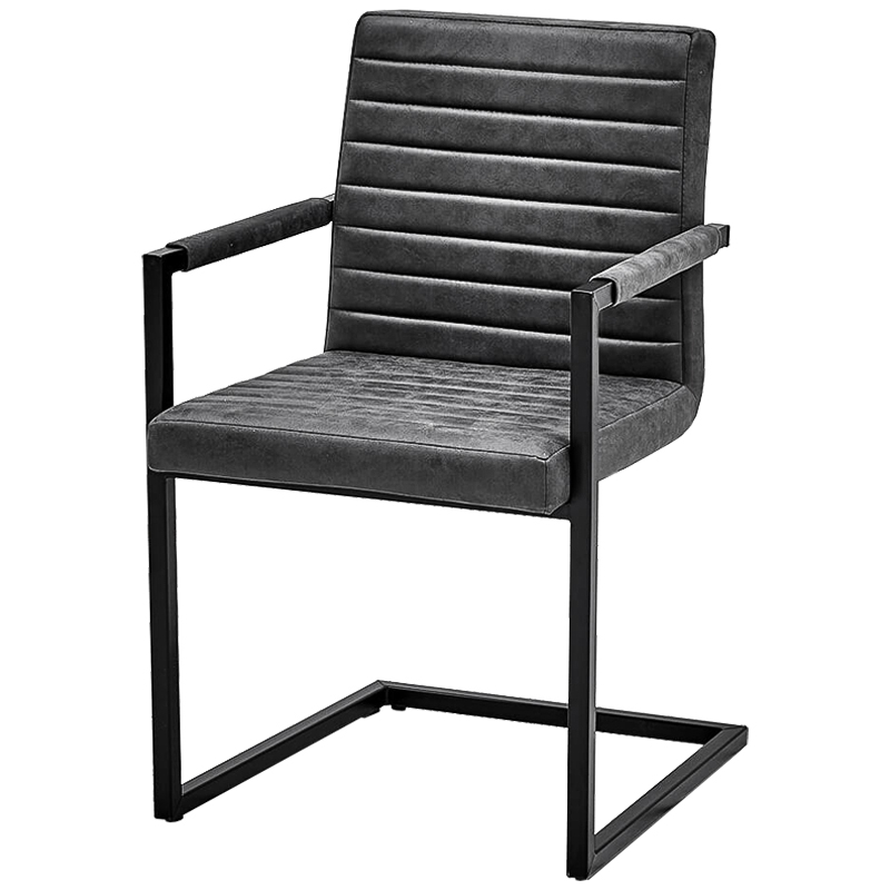 Стул с подлокотниками Dalak Stool Grey Черный Серый Стул с подлокотниками Dalak Stool Grey Черный Серый в Липецке | Loft Concept