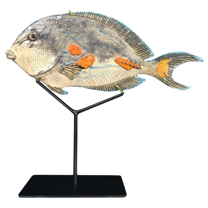 Статуэтка на подставке Gray Fish Серый Черный Белый Статуэтка на подставке Gray Fish Серый Черный Белый в Липецке | Loft Concept