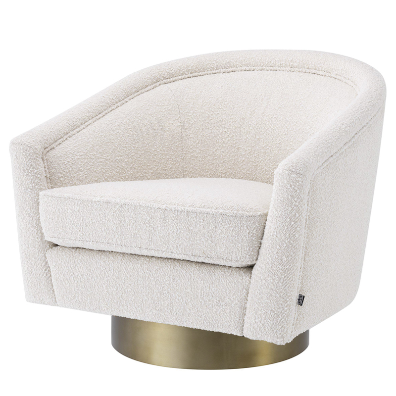 Кресло Eichholtz Swivel Chair Catene Boucle cream Кремовый матовое золото Кресло Eichholtz Swivel Chair Catene Boucle cream Кремовый матовое золото в Липецке | Loft Concept