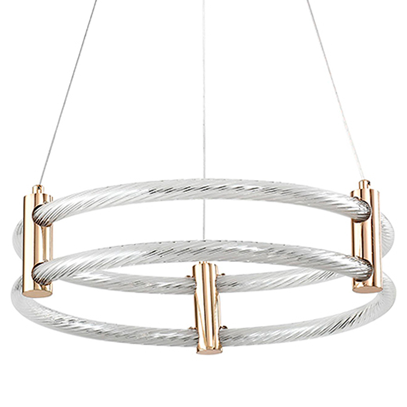 Люстра подвесная светодиодная с 2-мя плафонами в форме колец Lighting Rings Gold Золотой Белый Люстра подвесная светодиодная с 2-мя плафонами в форме колец Lighting Rings Gold Золотой Белый в Липецке | Loft Concept