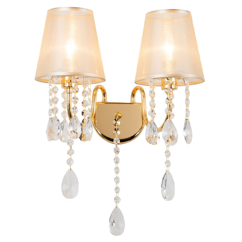 Двойное бра золотого цвета с хрустальным декором Dainty Light Золотой Янтарный Двойное бра золотого цвета с хрустальным декором Dainty Light Золотой Янтарный в Липецке | Loft Concept
