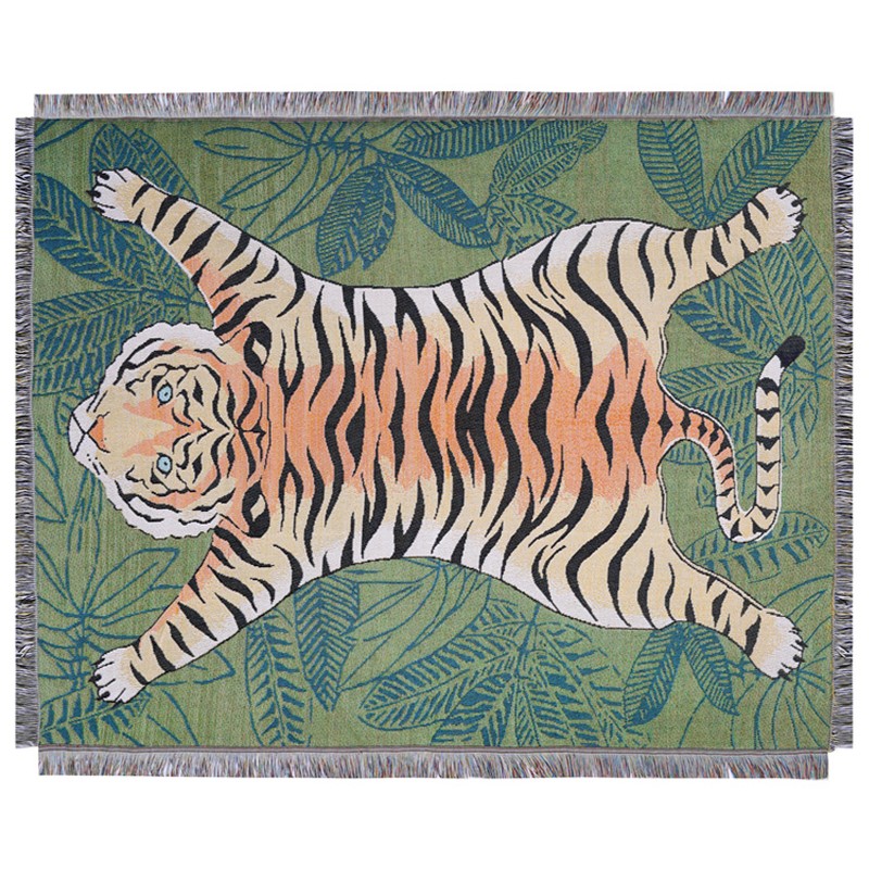 Плед с принтом тигра Tiger Plaid Зеленый Мульти Плед с принтом тигра Tiger Plaid Зеленый Мульти в Липецке | Loft Concept