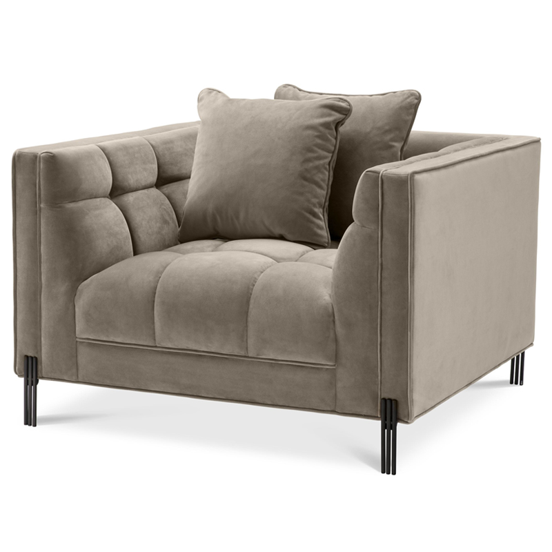 Кресло Eichholtz Chair Sienna greige Бежево-серый Черный в Липецке | Loft Concept 