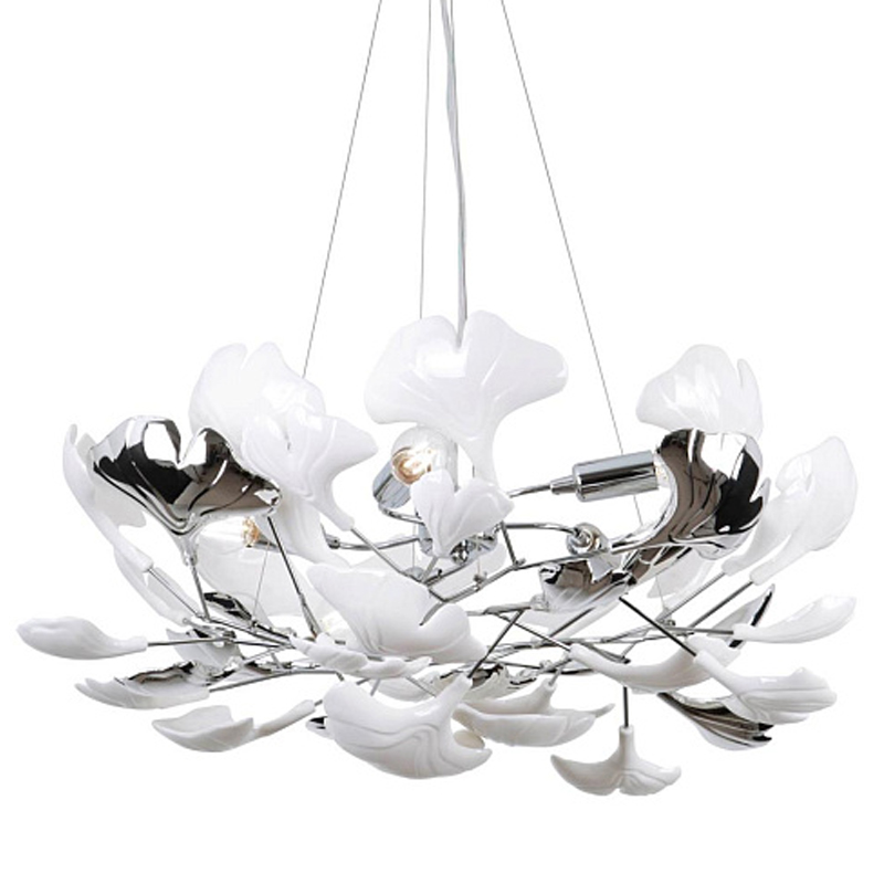 Люстра Wintery flover Chrome с Белыми декоративными плафонами Хром Белый Люстра Wintery flover Chrome с Белыми декоративными плафонами Хром Белый в Липецке | Loft Concept