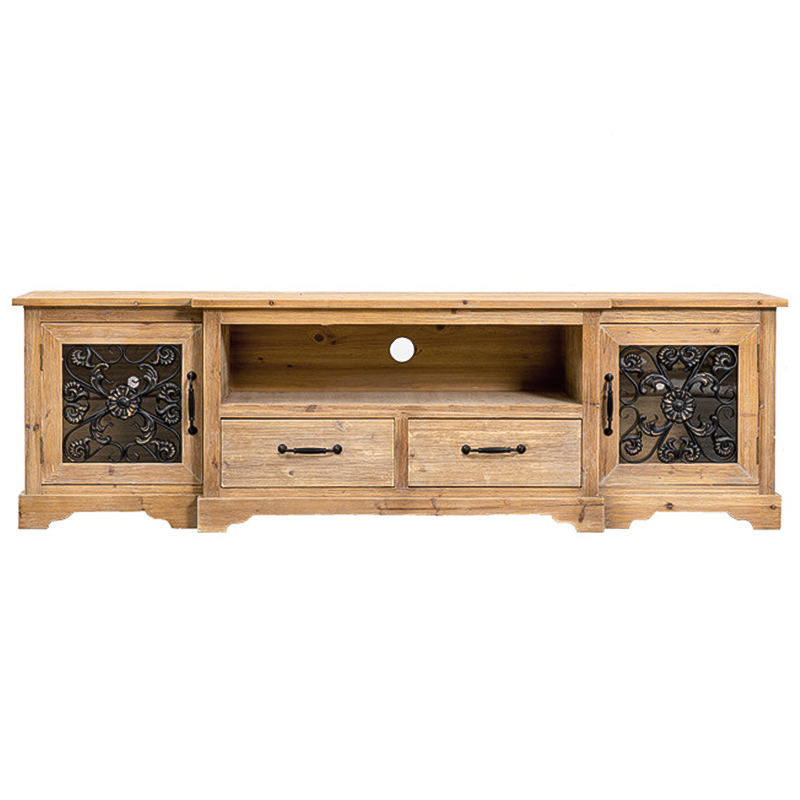 ТВ-Тумба Basile Provence Wood TV Stand Коричневый Древесина Прозрачное Стекло Черный ТВ-Тумба Basile Provence Wood TV Stand Коричневый Древесина Прозрачное Стекло Черный в Липецке | Loft Concept