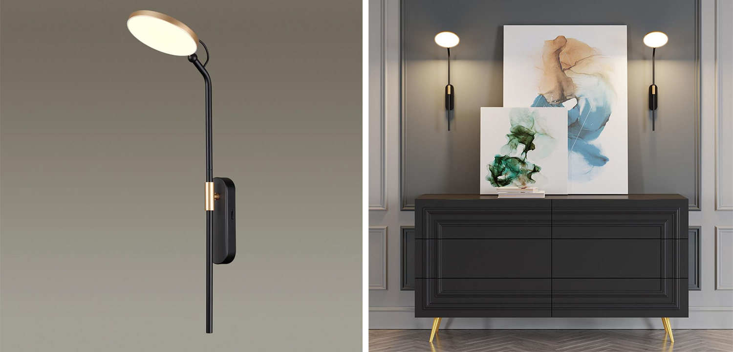 Бра Maxine Light Wall lamp Lantern Black Gold - фото
