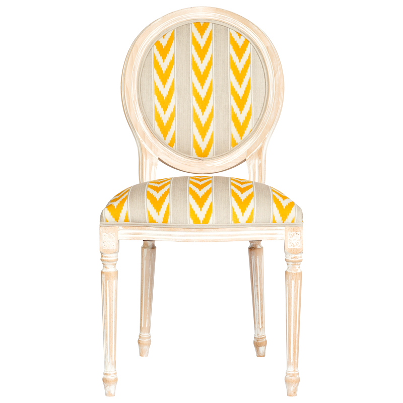 Стул Ikat Pattern с желтым узором Белый Желтый Бежевый Стул Ikat Pattern с желтым узором Белый Желтый Бежевый в Липецке | Loft Concept