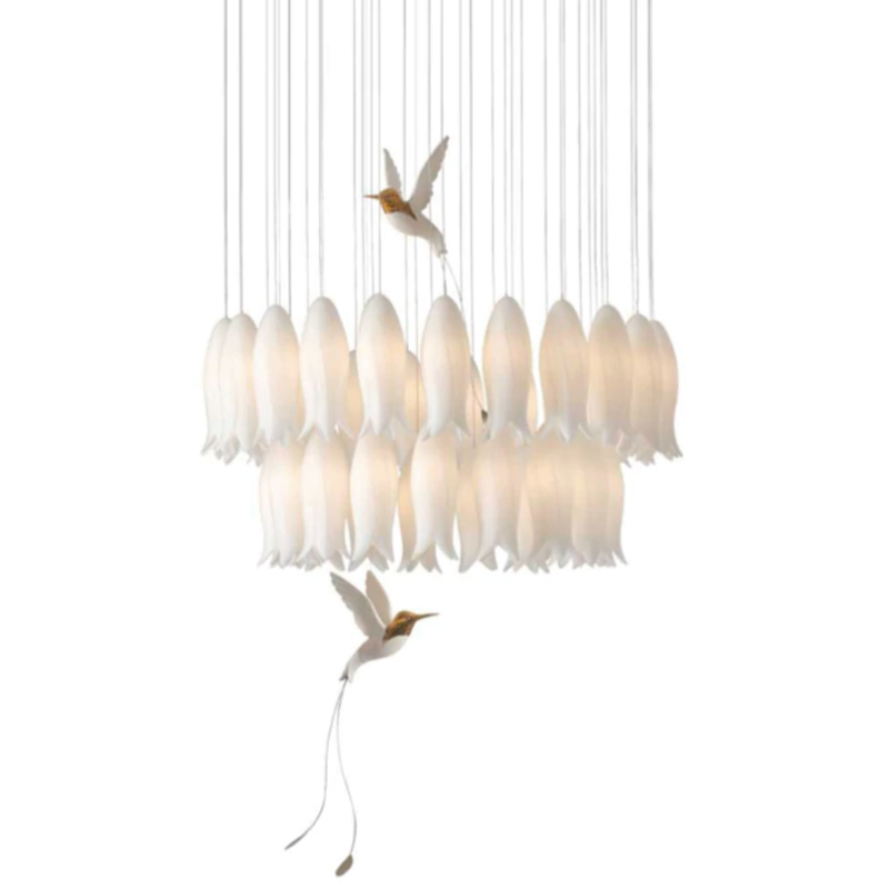 Люстра c Птичками Колибри Sagarti Pendant lamp ALBA Flowers & Birds Белый Золотой Люстра c Птичками Колибри Sagarti Pendant lamp ALBA Flowers & Birds Белый Золотой в Липецке | Loft Concept