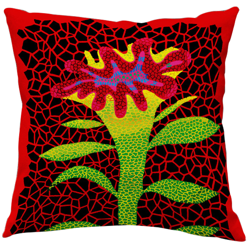 Декоративная подушка Yayoi Kusama Flower Red Красный Зеленый Желтый Мульти Декоративная подушка Yayoi Kusama Flower Red Красный Зеленый Желтый Мульти в Липецке | Loft Concept