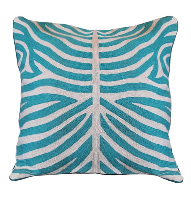 Подушка Turquoise Zebra Бирюзовый Белый Подушка Turquoise Zebra Бирюзовый Белый в Липецке | Loft Concept