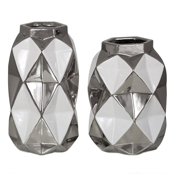 Ваза Origami Silver Серебряный Белый Ваза Origami Silver Серебряный Белый в Липецке | Loft Concept