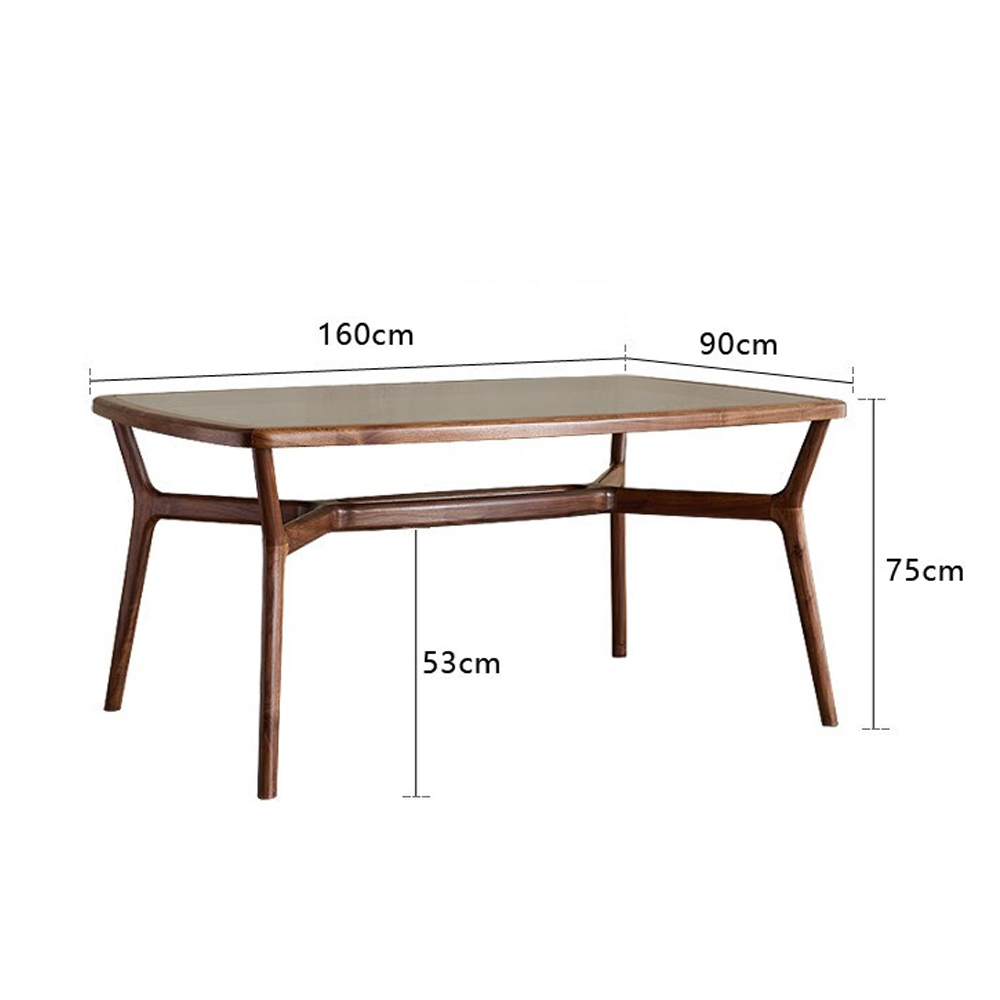 Стол обеденный с каркасом из дерева и стеклянной столешницей Walnut Dining Table в Липецке