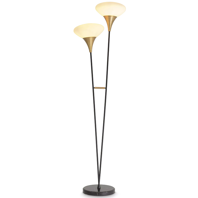 Торшер Eichholtz Floor Lamp Duco Латунь Белый Черный Черный Мрамор Nero Торшер Eichholtz Floor Lamp Duco Латунь Белый Черный Черный Мрамор Nero в Липецке | Loft Concept