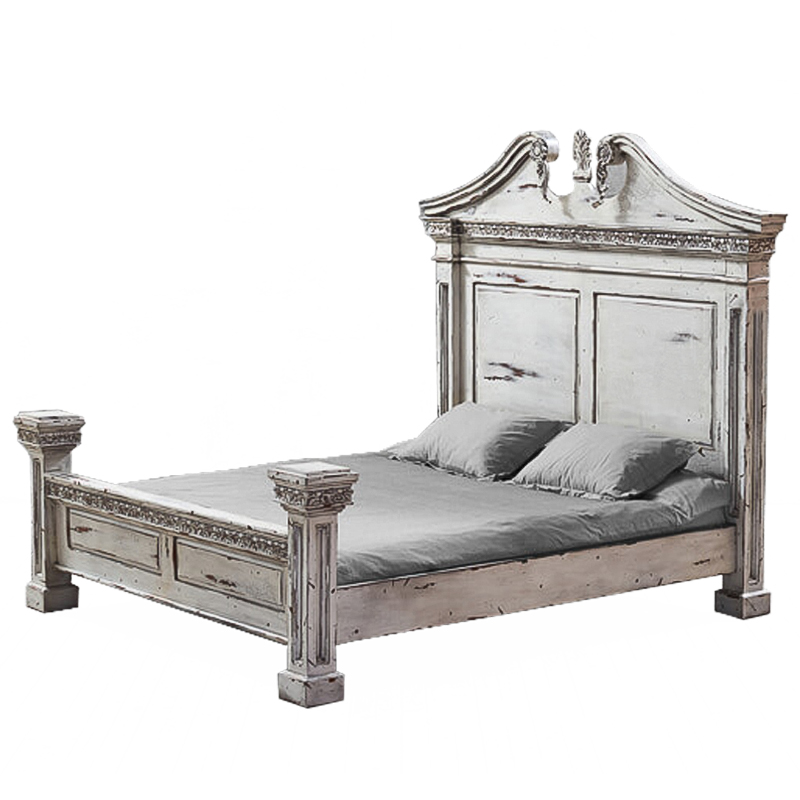 Кровать Gothic Style Bed White Белый винтажная патина Кровать Gothic Style Bed White Белый винтажная патина в Липецке | Loft Concept