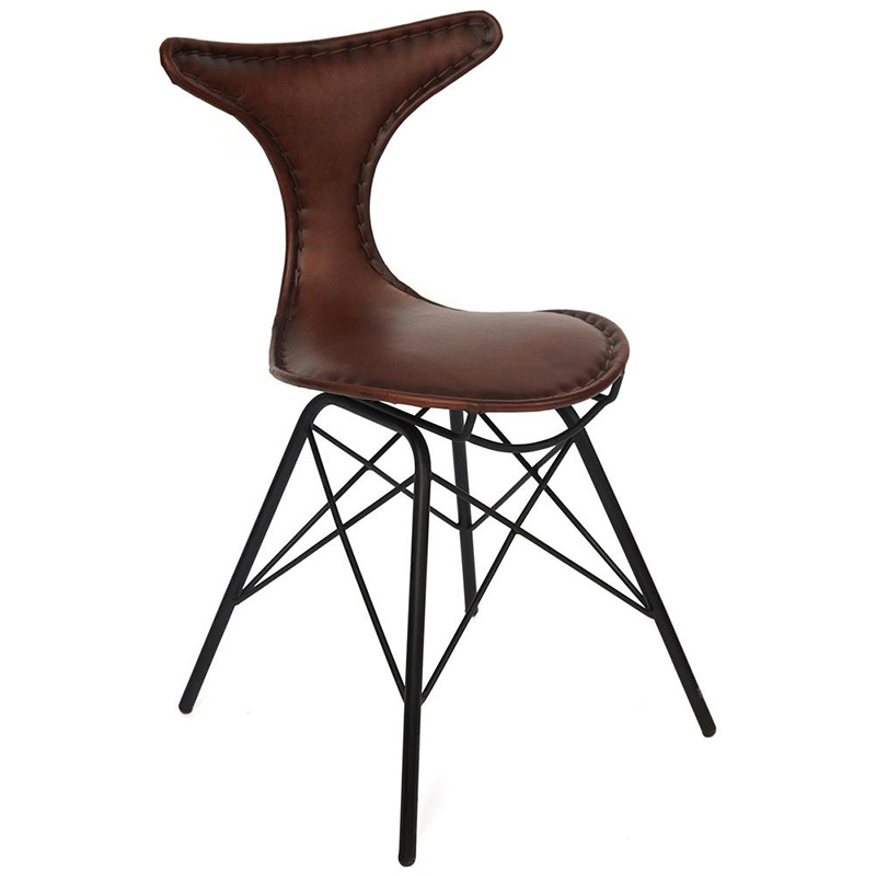 Стул Buffalo Leather Industrial Chair Коричневый Черный Стул Buffalo Leather Industrial Chair Коричневый Черный в Липецке | Loft Concept