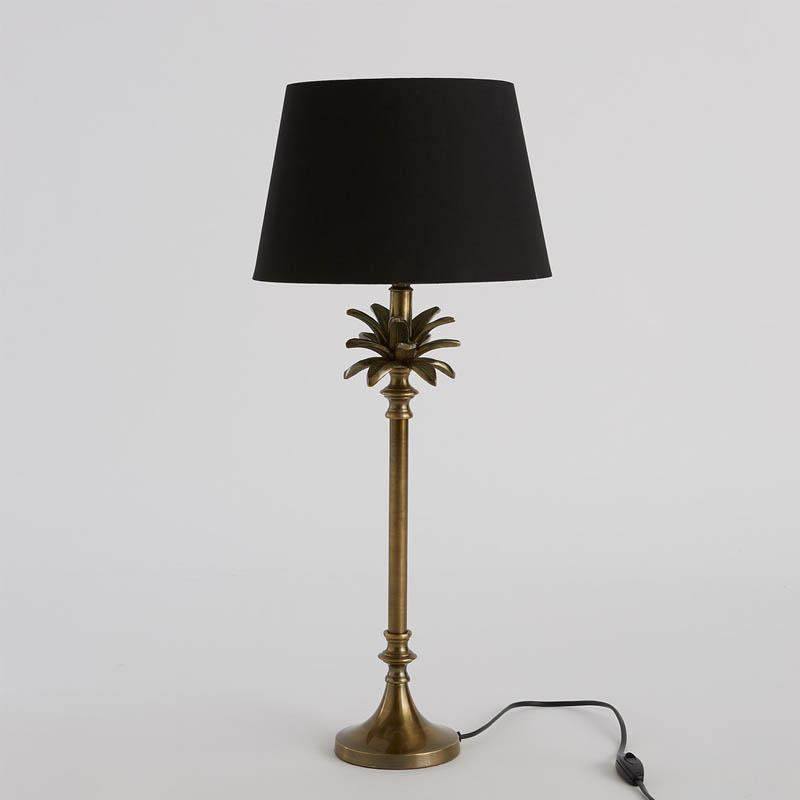 Настольная лампа Palm Black Lampshade Латунь Настольная лампа Palm Black Lampshade Латунь в Липецке | Loft Concept