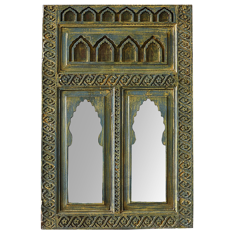 Зеркало Adah Grey Mango Carved Mirror Зеленый Зеркало Adah Grey Mango Carved Mirror Зеленый в Липецке | Loft Concept