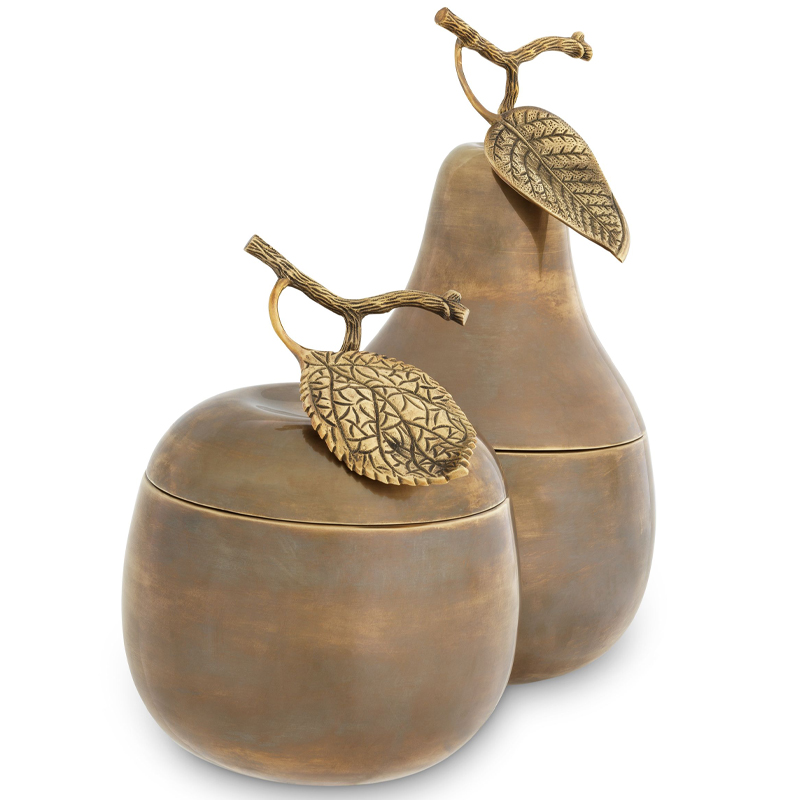 Комплект шкатулок Eichholtz Box Apple & Pear set of 2 brass Винтажная латунь Комплект шкатулок Eichholtz Box Apple & Pear set of 2 brass Винтажная латунь в Липецке | Loft Concept