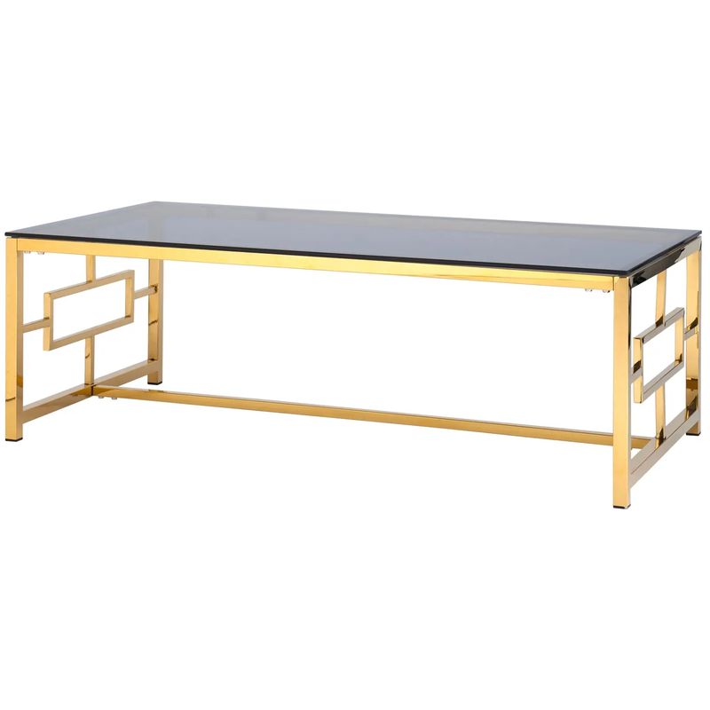 Столик кофейный Milan Tables Gold Золотой Стекло Смок Столик кофейный Milan Tables Gold Золотой Стекло Смок в Липецке | Loft Concept