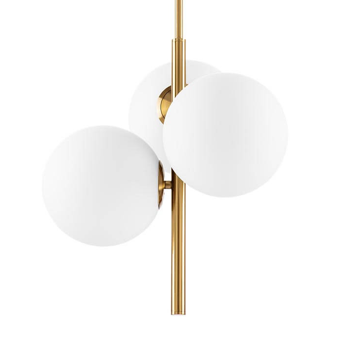 Люстра Three Bubbles Chandelier Белый Латунь Люстра Three Bubbles Chandelier Белый Латунь в Липецке | Loft Concept