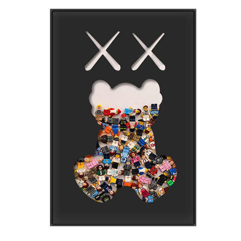 Постер Bearbrick Черный фон Мульти Постер Bearbrick Черный фон Мульти в Липецке | Loft Concept