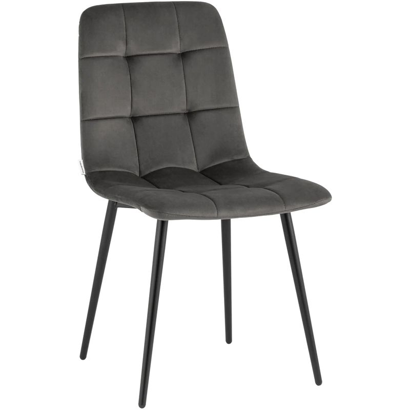 Стул NANCY Chair Темно-Серый Велюр Серый Черный Стул NANCY Chair Темно-Серый Велюр Серый Черный в Липецке | Loft Concept