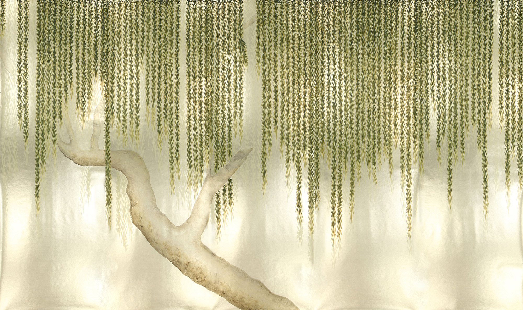 Обои ручная роспись Willow Original colourway on Champagne Gold gilded paper Обои ручная роспись Willow Original colourway on Champagne Gold gilded paper - постер Loft-Concept в Липецке